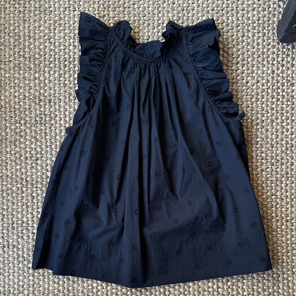 Ulla Johnson Black Ruffled Blouse Sleeveless Embroidered Size 2 - Picture 3 of 3